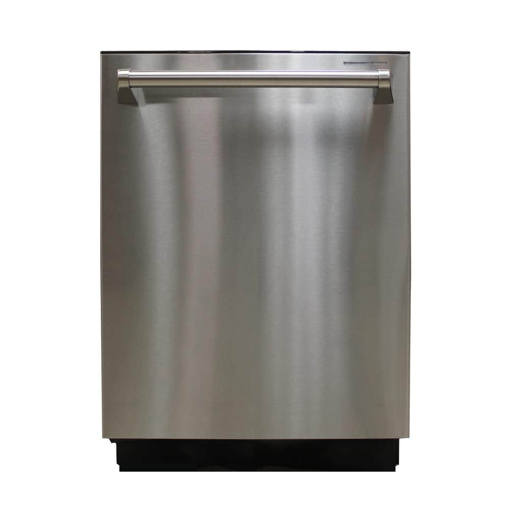 Brama 24 in. Stainless Steel Top Control Smart Dishwasher Digital 120-volt with Stainless Steel Tub and Steam Cleaning, Silver