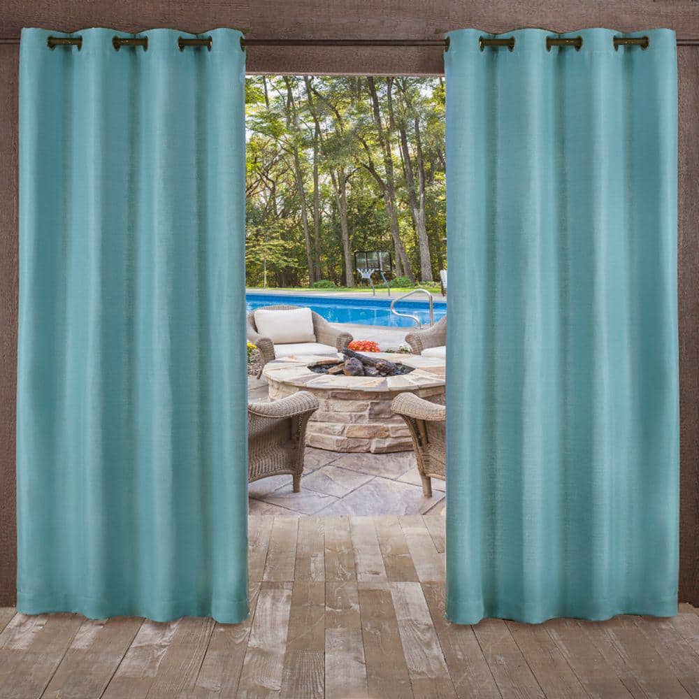 Delano Teal Solid Light Filtering Grommet Top Indoor/Outdoor Curtain, 54 in. W x 120 in. L (Set of 2) price history on PriceWatchPro