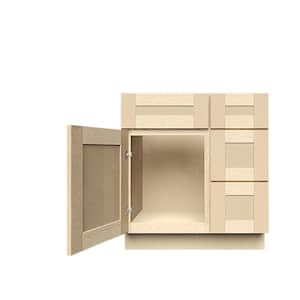 Lancaster Shaker Assembled 30 in. W x 21 in. D x 33 in. H Bath Vanity Cabinet Without Top Sink Base in Natural Wood