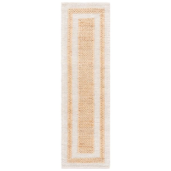 Natura 2 ft. x 8 ft. Natural/Ivory Modern Border Runner Rug