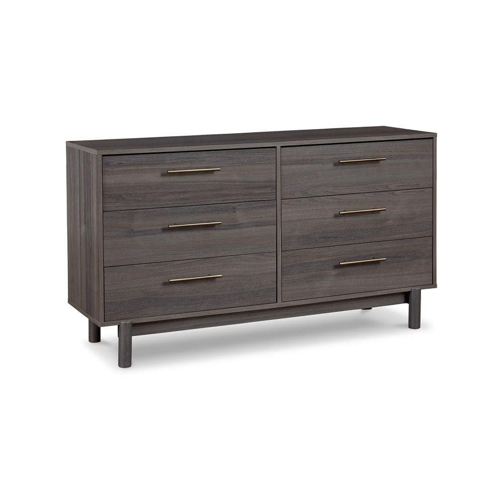 Benjara 18.88 In. Gray And Gold 6-Drawer Wooden Dresser Without Mirror ...