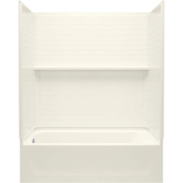 Sterling Traverse 60 in. x 30 in. x 75 in. 4-Piece Vikrell Bath and Shower Kit with Left-Hand Drain in Biscuit