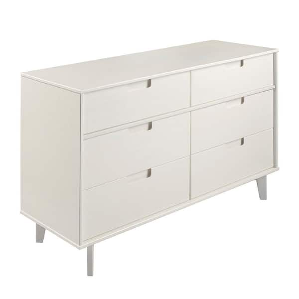 Dropship White Contemporary Roman Style, Solid Wood 6 Drawers