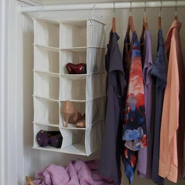 Household Essentials 10 Shelf Hanging Closet Organizer Black Linen