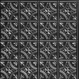 Gothic Reams 2 ft. x 2 ft. Glue Up PVC Ceiling Tile in Antique Silver (40 sq. ft./case)