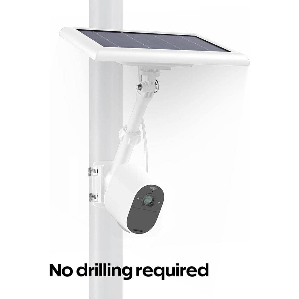 White Universal Pole Mount for Security Camera and Solar Panel