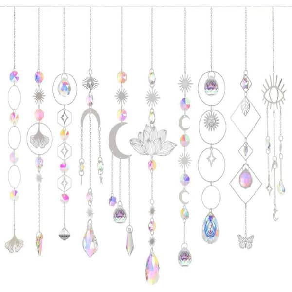 Misopily 10-Piece Crystal Suncatcher Prism Hanging Kit with Chain Rainbow Maker Ornaments for Indoor Outdoor Decor