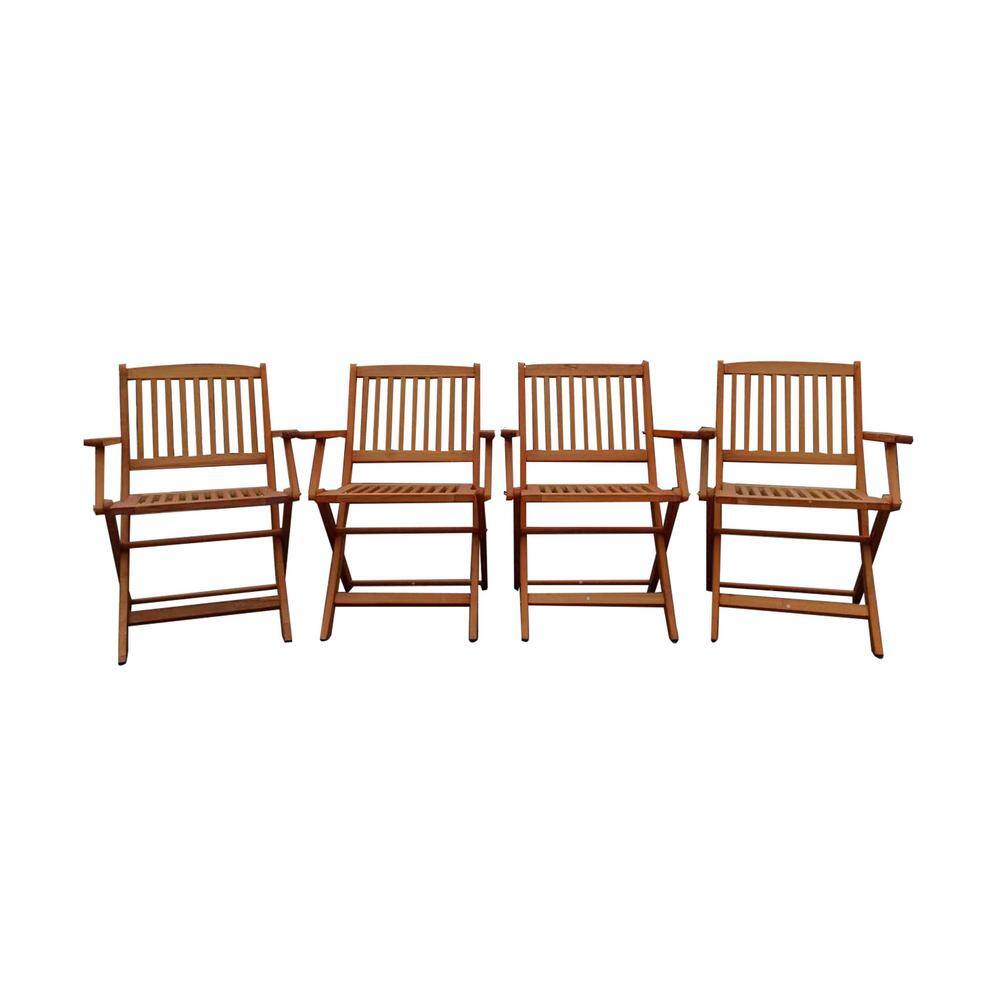 Brown Solid Wood Folding Outdoor Lounge Chair (Set of 4) price history on PriceWatchPro