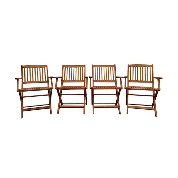 Tenleaf Brown Solid Wood Folding Outdoor Lounge Chair (Set of 4)