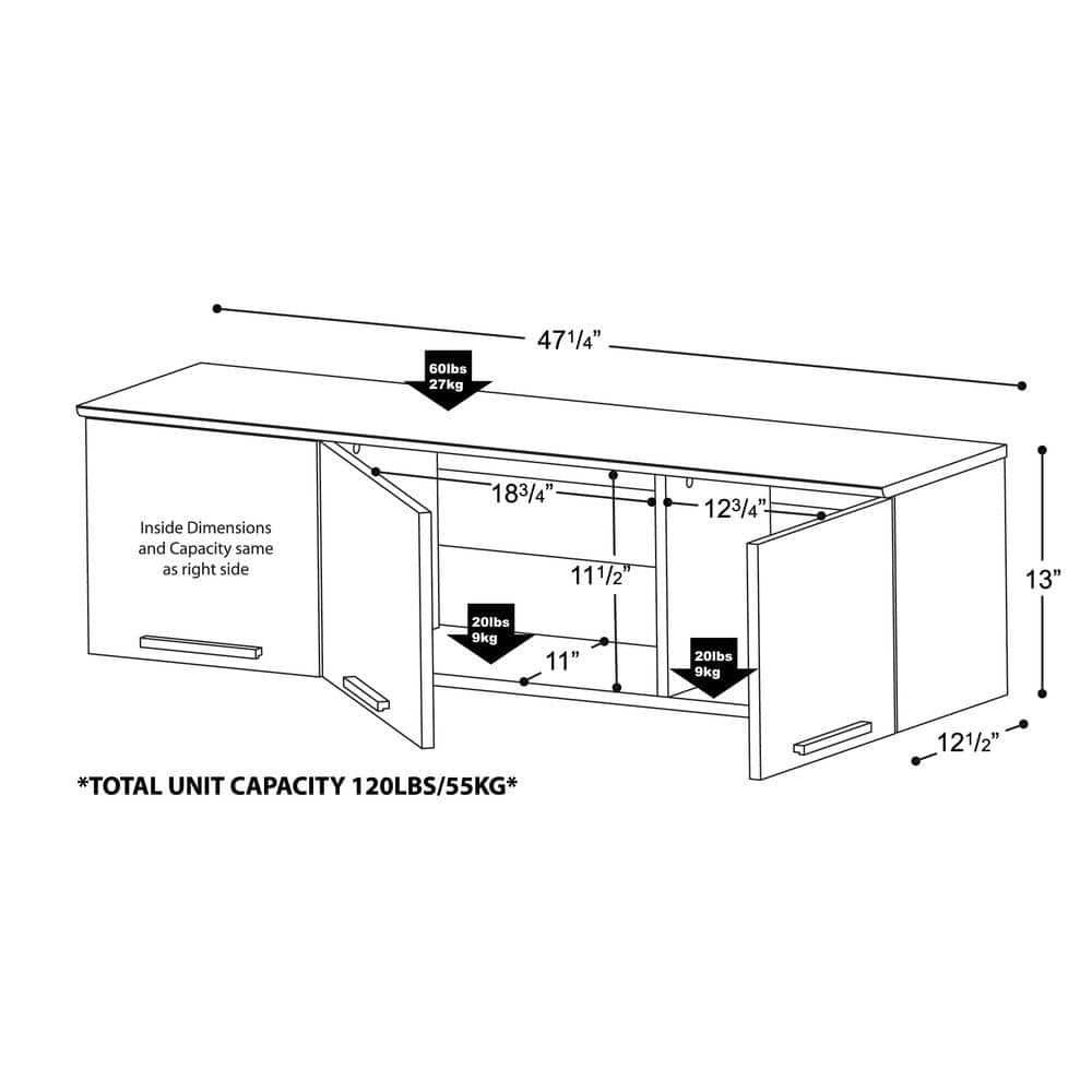 47.25'' W x 13'' H Black Standard Wall Cabinet Ready-to-Assemble