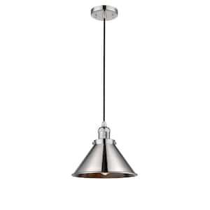 Briarcliff 1-Light Polished Nickel Cone Pendant Light with Polished Nickel Metal Shade