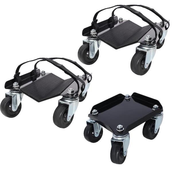 Afoxsos Swivel Casters Rubber Pad Skis 2.5 in. with 1500 lbs. Capacity & 2 Pairs of Heavy Duty Straps Firmly Attach in Black
