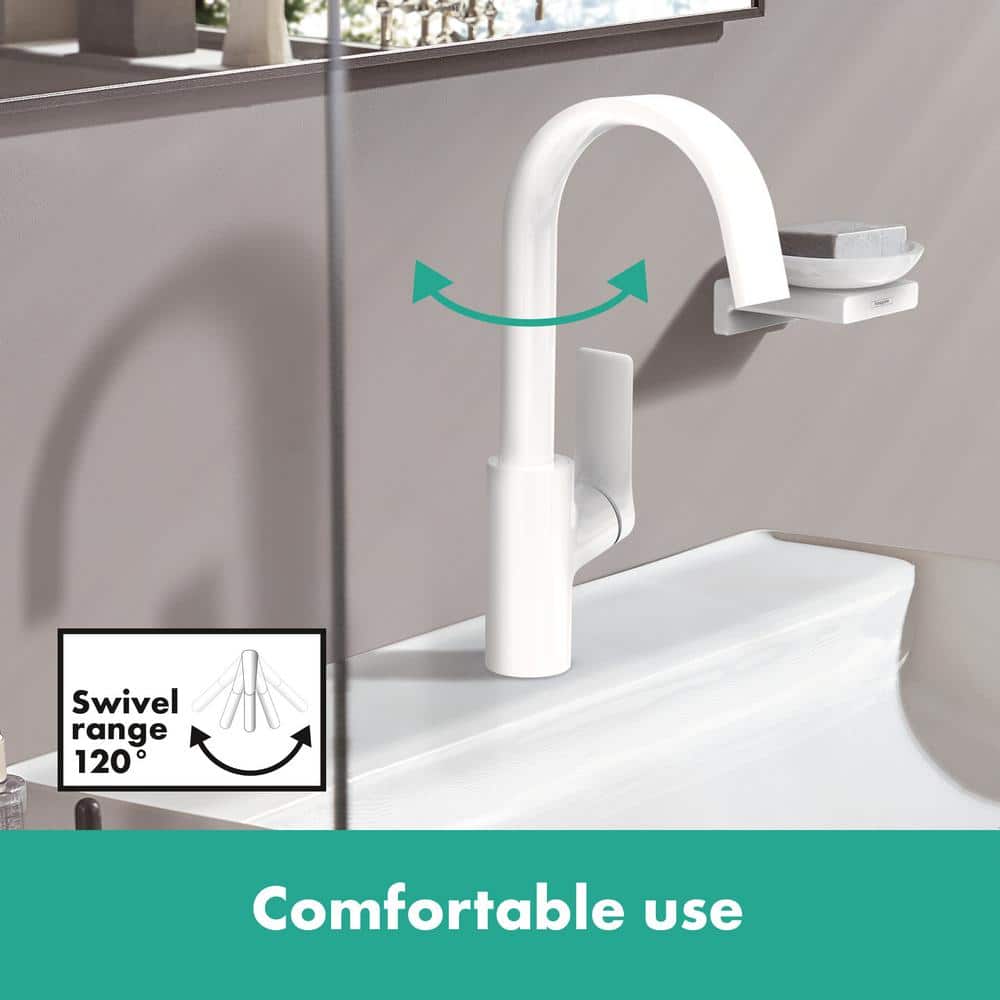 Matte White Modern Single-Hole Brass Bathroom Faucet