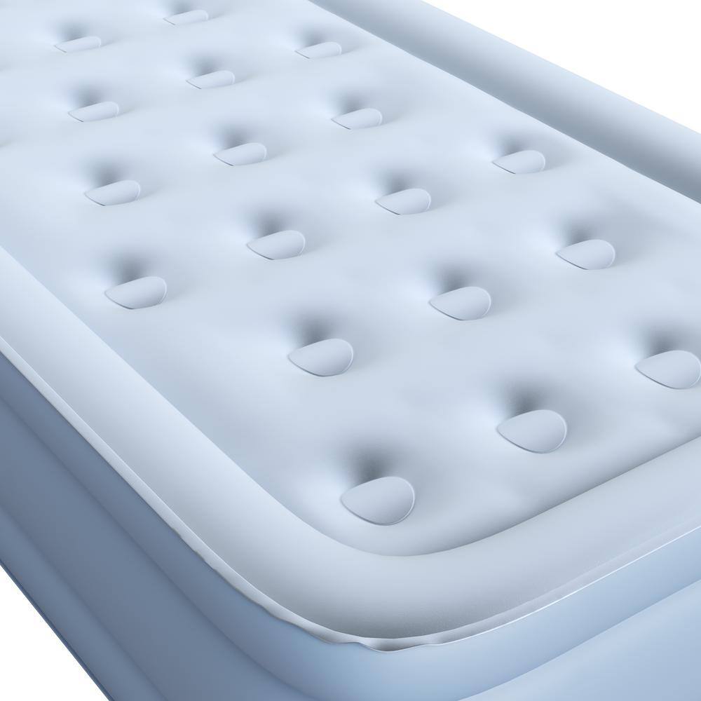 Twin Blue Raised Inflatable Air Mattress with Pump