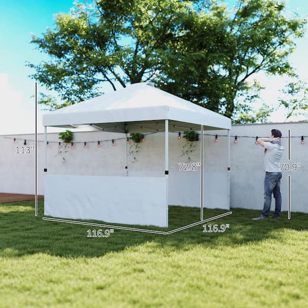Outsunny 10 ft. x 10 ft. White Pop Up Canopy Tent 84C