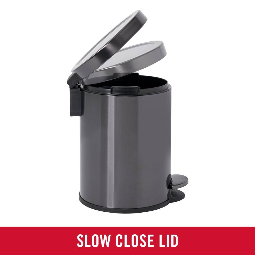 1.6-Gallon Gray Stainless Steel Step-On Trash Can
