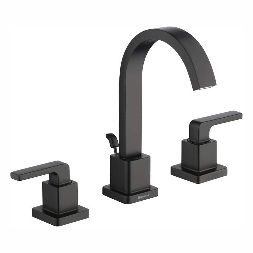 Glacier Bay Farrington 8 In Widespread 2 Handle High Arc Bathroom Faucet In Matte Black Hd67751w 6110h The Home Depot