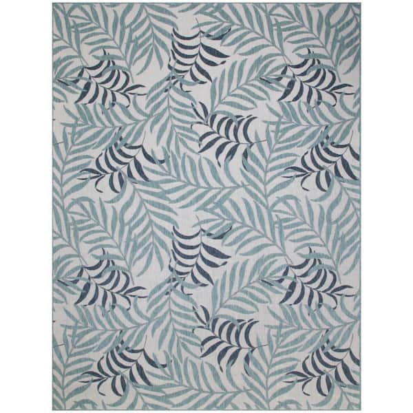 Nourison Garden Oasis Blue 8 ft. x 10 ft. Nature-inspired Contemporary Area Rug