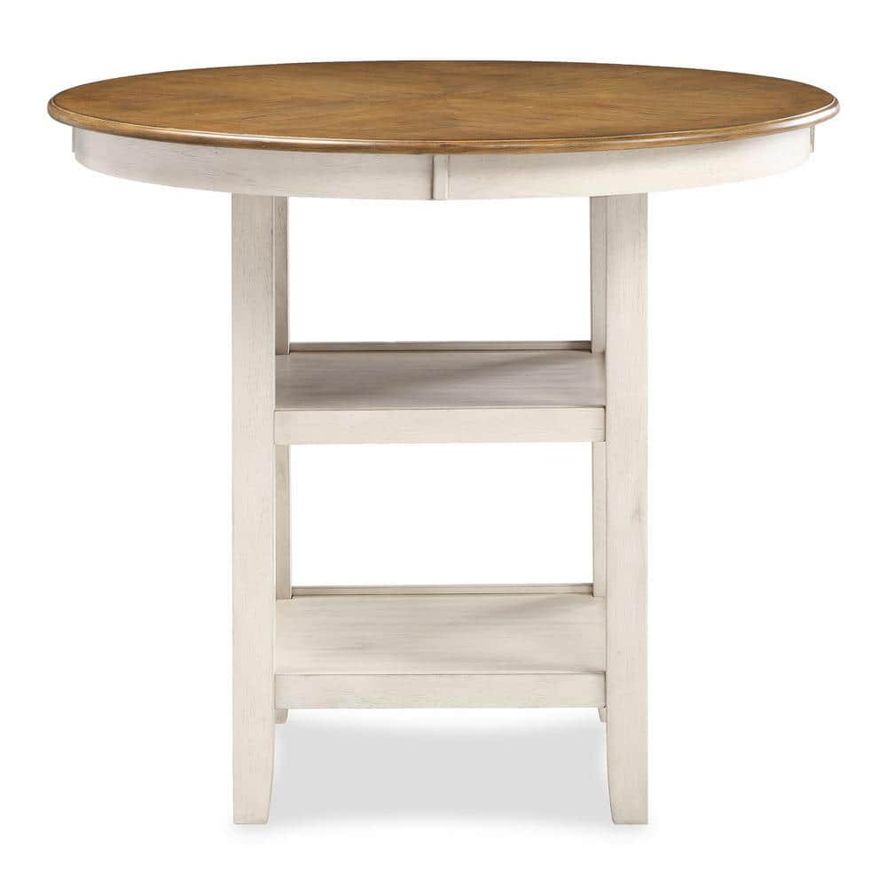 Cori 5-Piece Round Counter Dining Set in Bisque and Brown