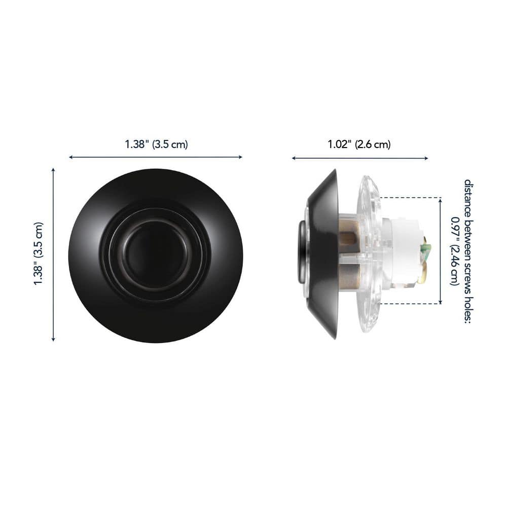 Black and White LED Lighted Wired Push Button Doorbell