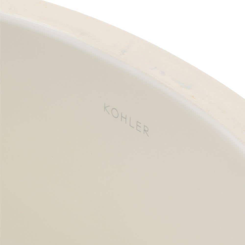 Biscuit Ceramic Oval Undermount Bathroom Sink with Overflow
