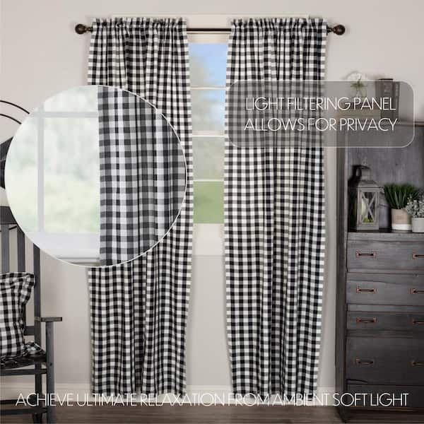 Black and White Buffalo Check Curtains 24 Width and 50 Width Options rod  Pocket Options for Cotton or Blackout Lining 