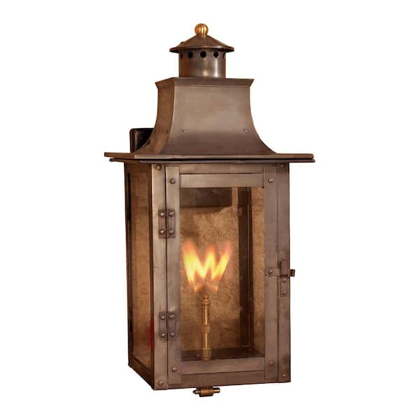 Titan Lighting Maryville 20 in. Outdoor Washed Pewter Gas Wall Lantern Sconce
