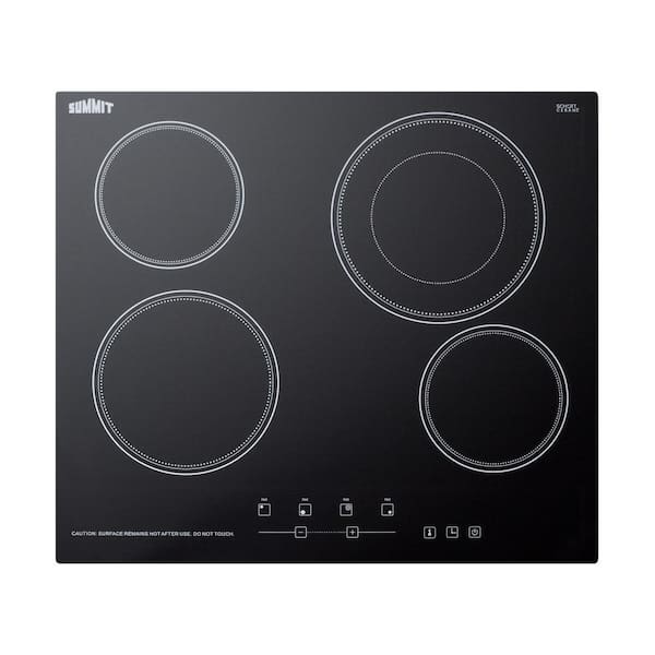 Summit Appliance 24 in. Radiant Electric Cooktop in Black with 4 Elements including Dual Zone Element