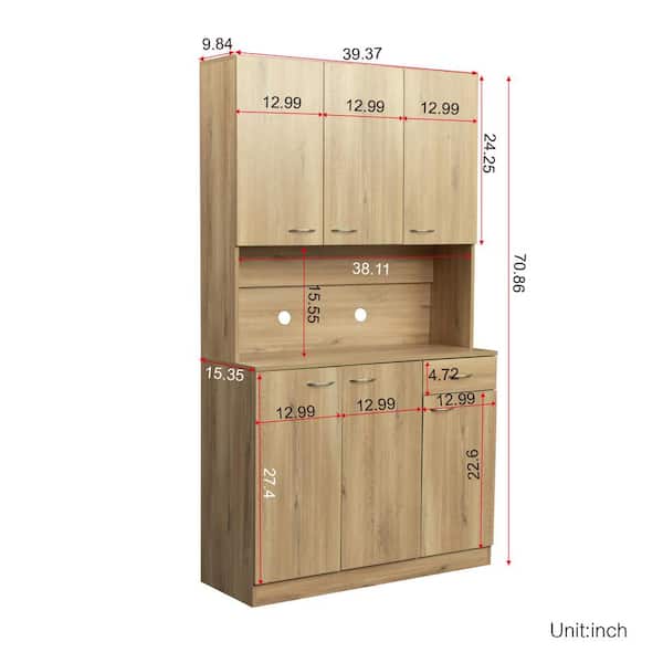 Walnut Hight Wardrobe Storage Cabinet 70.87 in. H x 39.37 in. W x 19.49 in. D, Brown