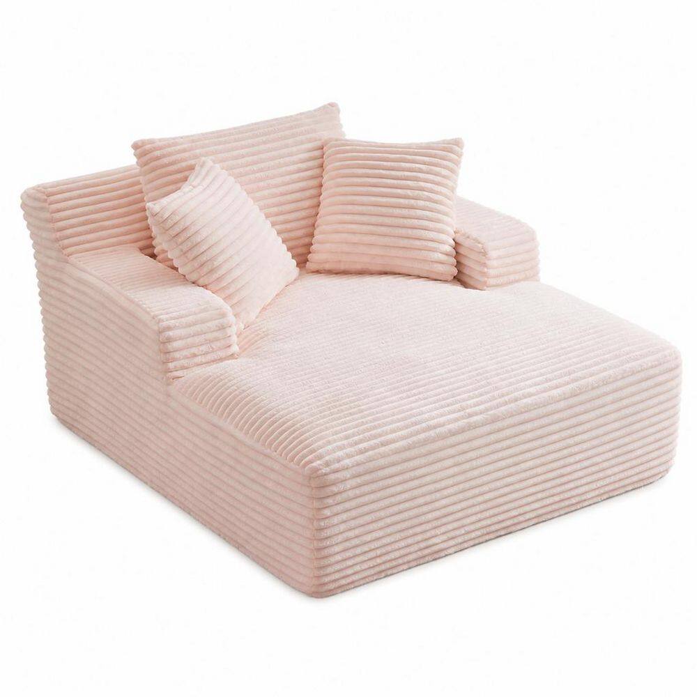 Oversized Chaise Lounge 66.1 in. Pink Corduroy Twin Size Sofa Bed price history on PriceWatchPro