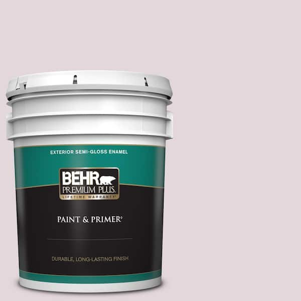 BEHR PREMIUM PLUS 5 gal. #S110-1 Secret Scent Semi-Gloss Enamel Exterior Paint & Primer