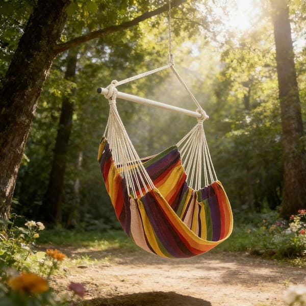 4 ft. Hammock Chair Swing Hammock with Anti-Slip Rings in Multi