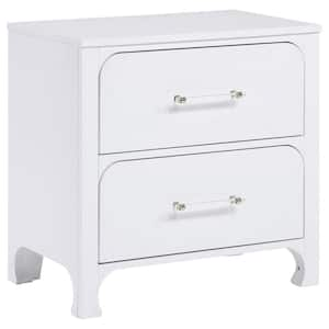 Anastasia Pearl White 2-Drawer Nightstand Bedside Table