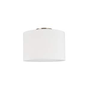 11.8 in. 1-Light White Semi-Flush Mount with Fabric Shade and No Bulbs Included