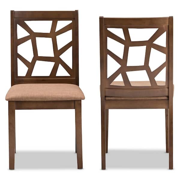 Baxton Studio Abilene Light Brown and "Walnut" Brown Fabric Dining Chair (Set of 2)