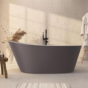67 in. W. x 29.5 in. Acrylic Standing Alone Soaking Tub Flatbottom Freestanding Bathtub with Left Drain in Matte Gray