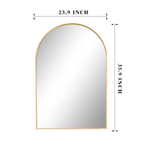 24 in. W x 36 in. H Aluminum Gold Wall Mounted/Standing Mirror Large Arched Full body Mirror Floor Length Vanity Mirror