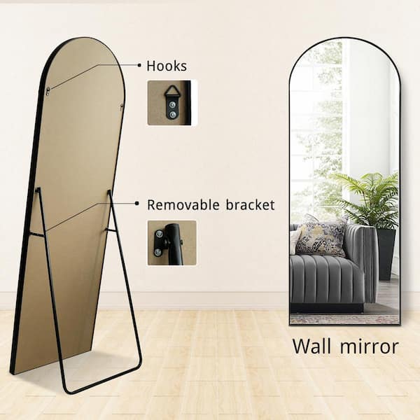 Elevens 71 In X 24 Large And Wide, Large Full Length Wall Mirror Black