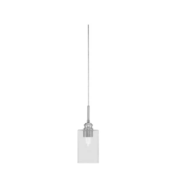 Unbranded Albany 60-Watt 1-Light Brushed Nickel Pendant Mini Pendant Light Square Clear Bubble Glass and Light Bulb Not Included