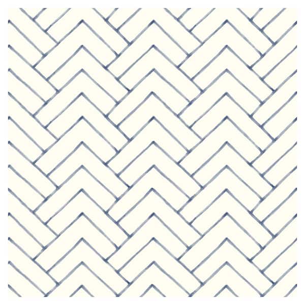 Chesapeake Oswin Tiered Herringbone Blue Preposed Non-Woven Wallpaper
