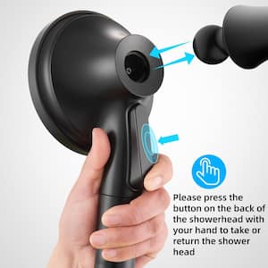 7-Spray Pattern 4.92 in. Wall Mount Handheld Shower Heads 1.8 GPM with Filter Removable Shower Hose in Matte Black