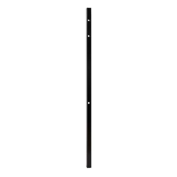 Athens 2 in. x 2 in. x 6 ft. Gloss Black Aluminum Pressed Spear Fence Line Post