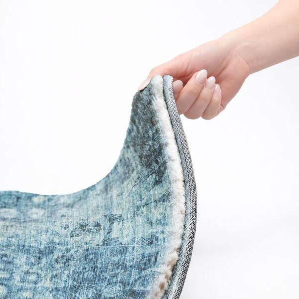 Dream Shag Premium Machine Washable Abstract ADS577 Blue 9 ft. x 12 ft. Area Rug