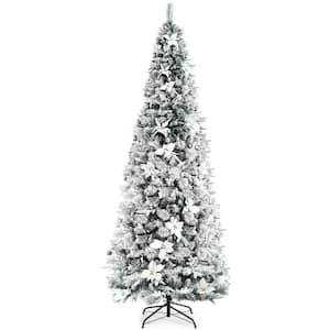 8 ft. Snow Flocked Pencil Artificial Christmas Tree