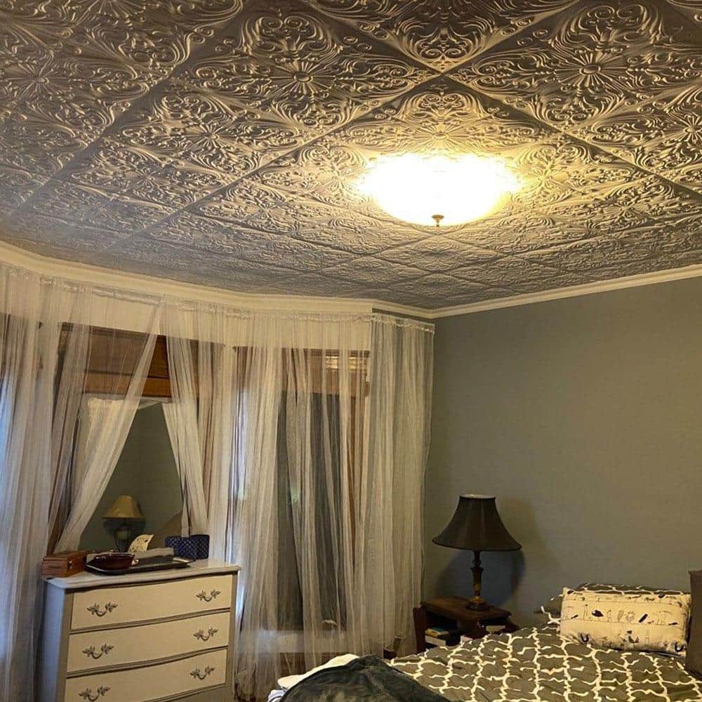 Antique Brass Victorian Faux Tin Glue-Up Ceiling Tile
