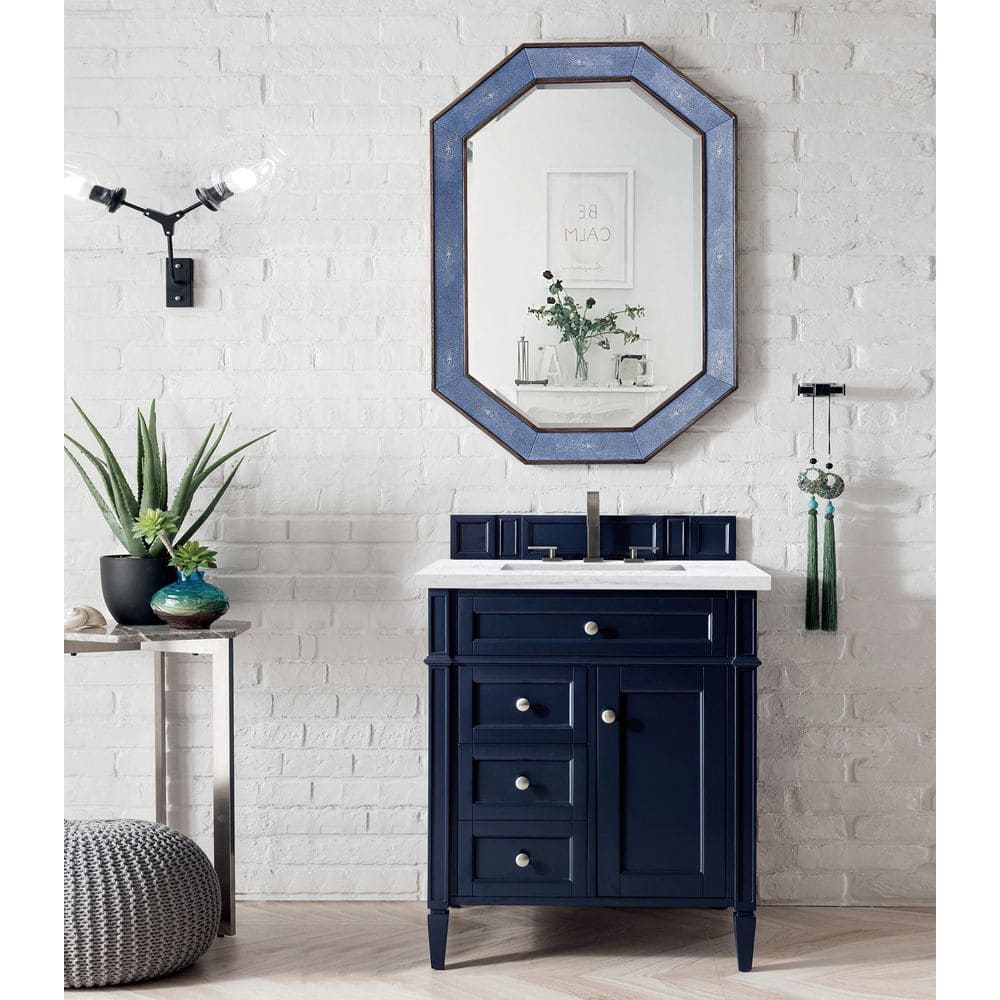 Brittany 30 in. W x 23.5 in.D x 34 in. H Single Vanity in Victory Blue with Solid Surface Top in Arctic Fall price history on PriceWatchPro
