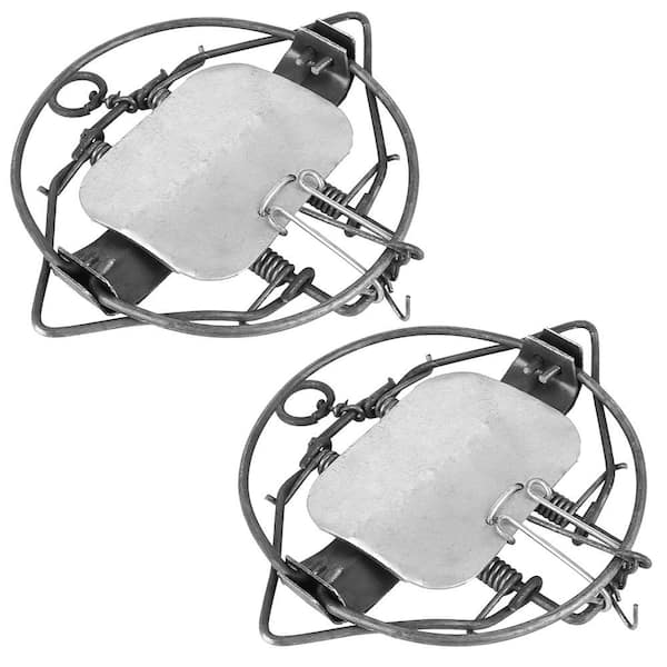 ITOPFOX 2-Piece 7 in. Easy Set Outdoor Reusable Animal Snap Trap for Racoon, Rabbit Skunk & Other Small Medium Animals, Silver
