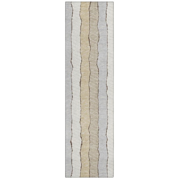 Chantille Machine Washable Indoor/Outdoor Abstract ACN3039 Ivory 2 ft. x 7 ft. Runner Rug