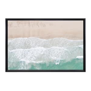 Beach Waves from Above by SHD 1 Piece Black Polystyrene Framed Coastal Canvas Wall Art 18 in x 12 inArt