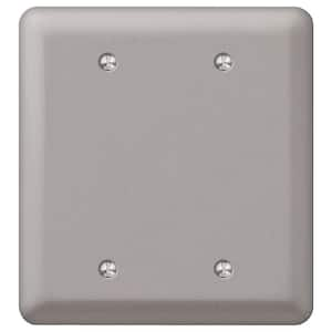 Declan 2 Gang Blank Steel Wall Plate - Pewter